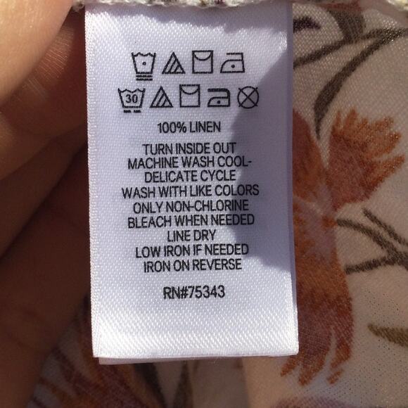 Joie Womens Linen Shift Dress Size Medium White Floral Boho Coastal Beach Boho - Picture 8 of 8